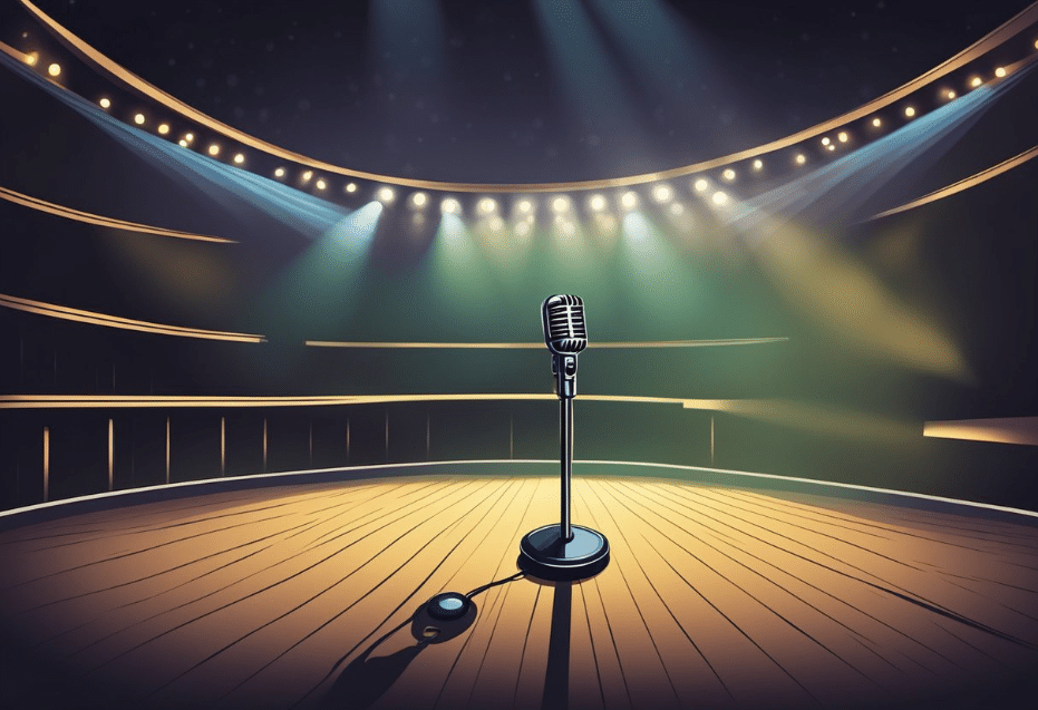 animated photo of microphone on stage | stage presence