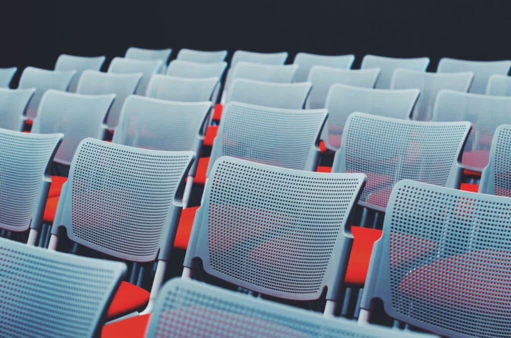 corporate event empty steel seats